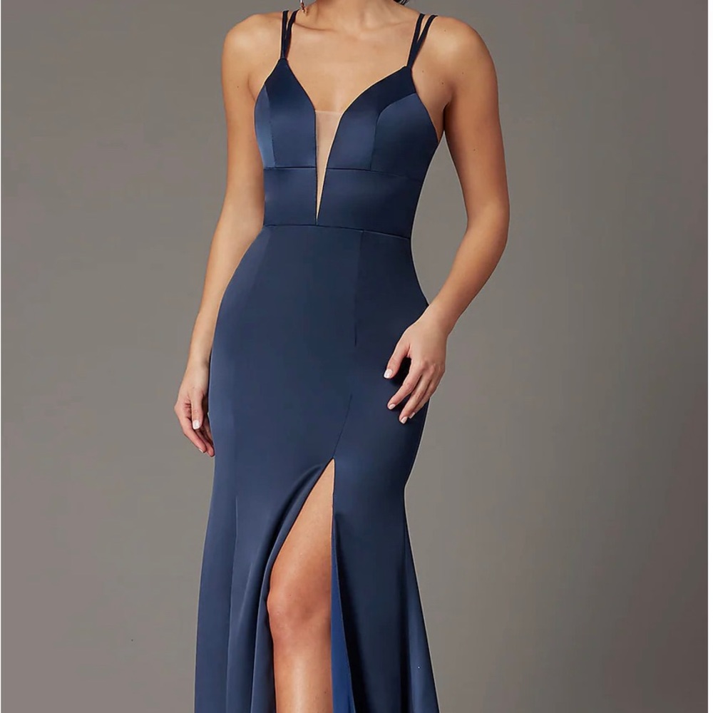 Blue strapped-back Promgirl formal dress